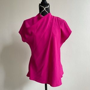 TOPSHOP Draped Blouse Hot Pink